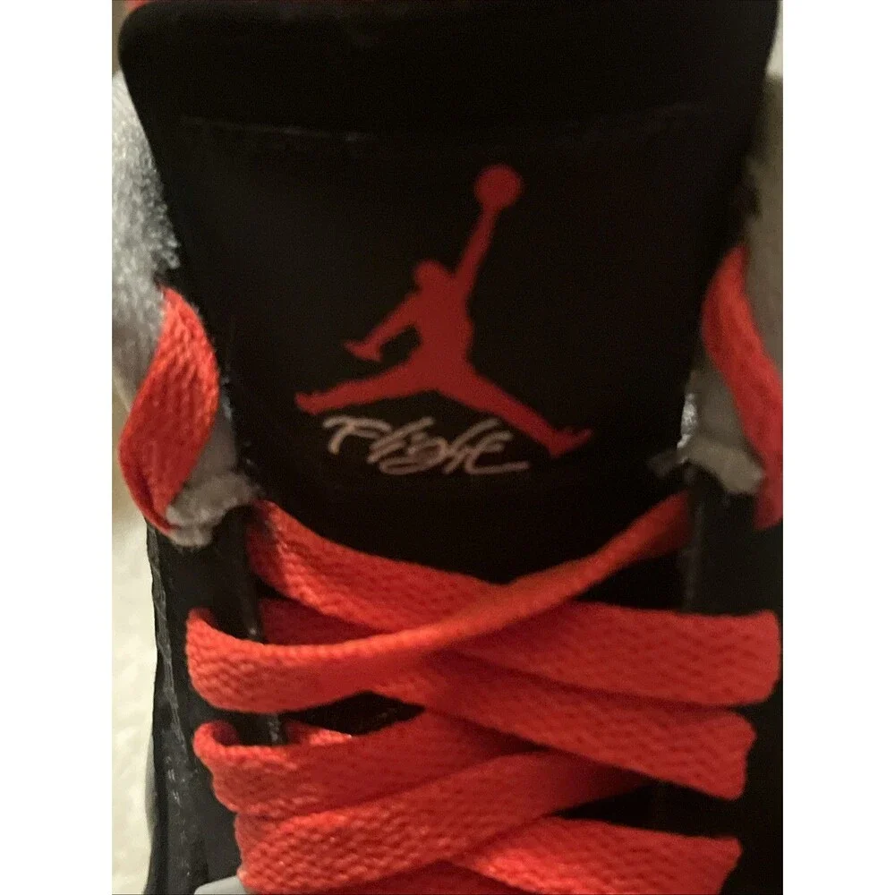 Air Jordan 4 Retro OG Bred 5Y Youth – Black Red GS Sneakers 408452-060 - Picture 6 of 8